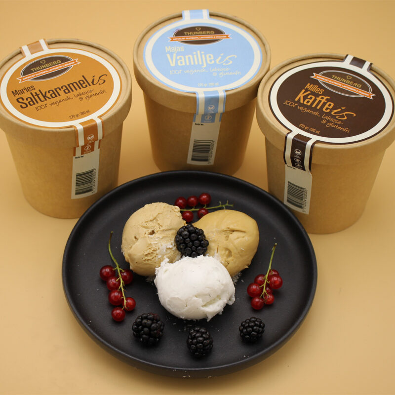 3 varianter af 100% vegansk laktose- & glutenfri is